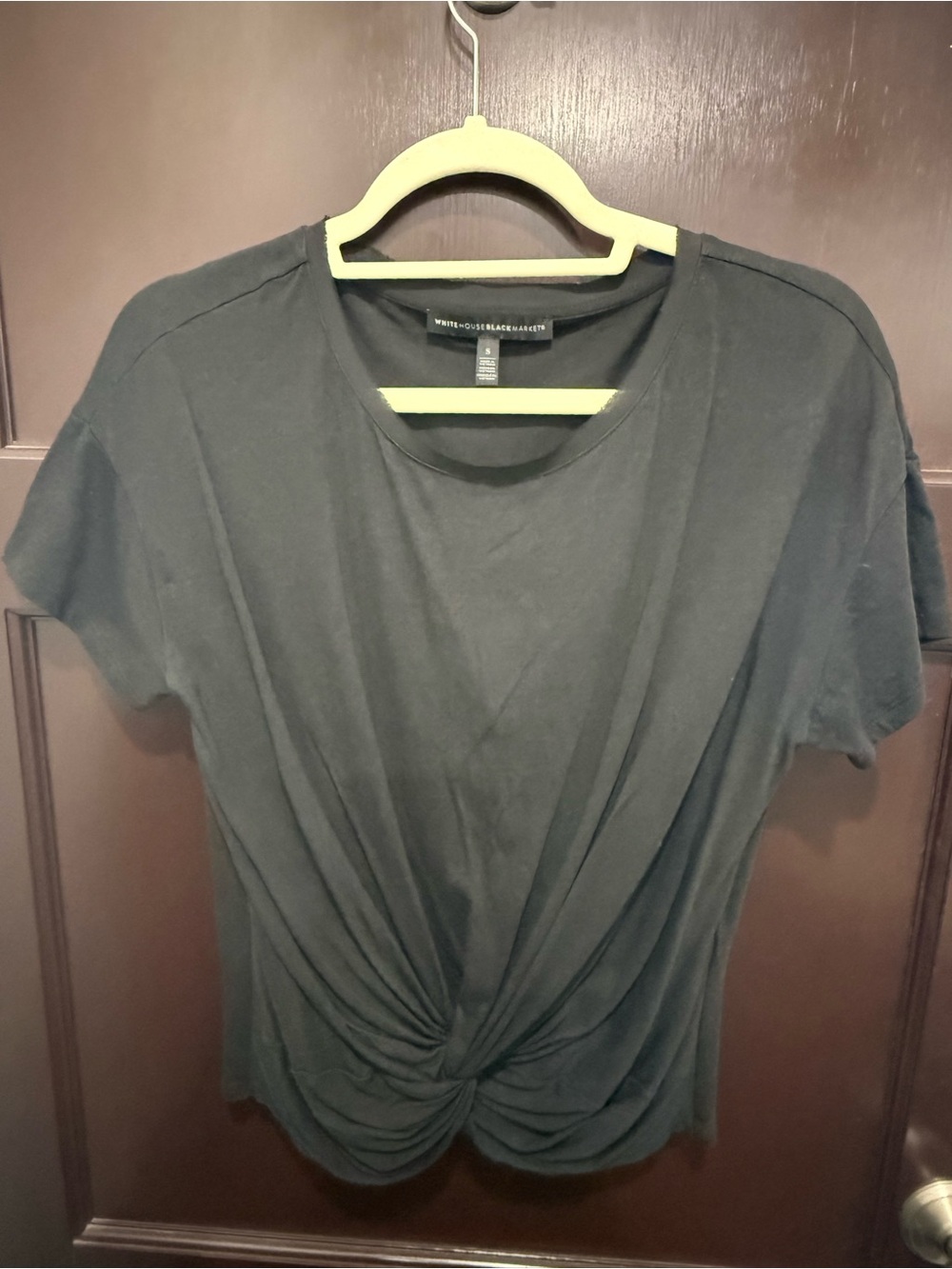 White House Black Market Black Front-Knot Short Sleeve Tee
